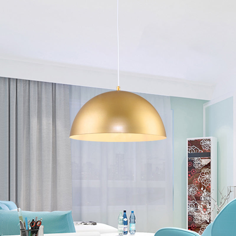 Metallic Golden Pendant Lighting Dome Shade 1 Bulb Vintage Industrial Hanging Lamp, 12/16 Inch Width Clearhalo 'Art Deco Pendants' 'Cast Iron' 'Ceiling Lights' 'Ceramic' 'Crystal' 'Industrial Pendants' 'Industrial' 'Metal' 'Middle Century Pendants' 'Pendant Lights' 'Pendants' 'Tiffany' Lighting' 1959376
