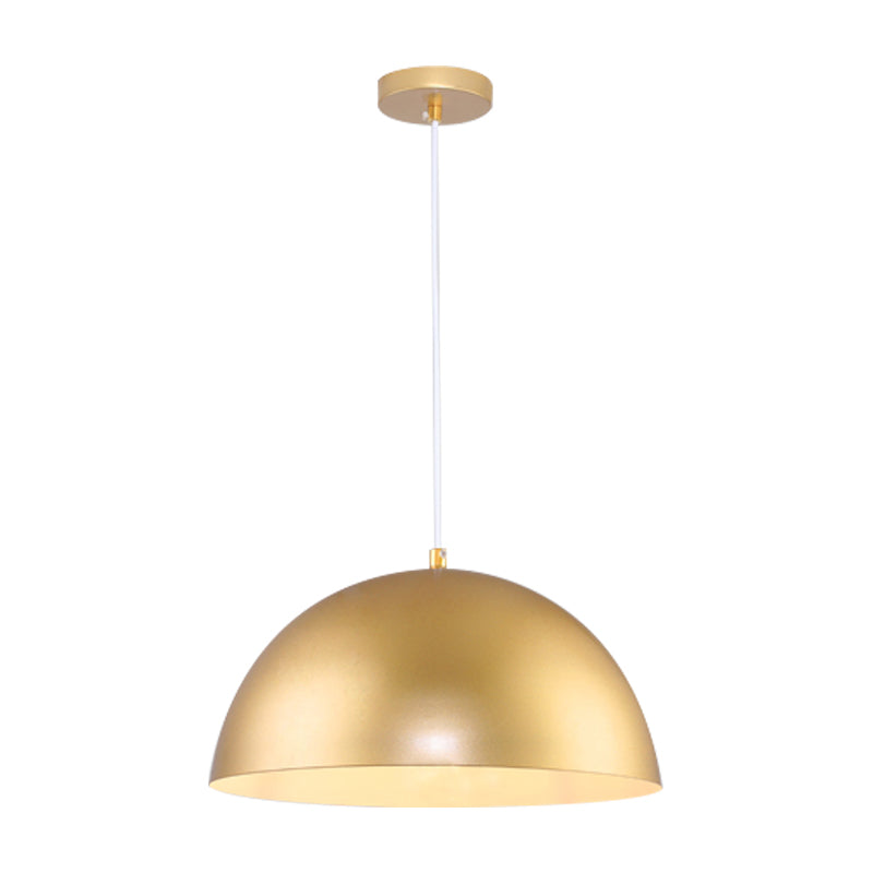 Metallic Golden Pendant Lighting Dome Shade 1 Bulb Vintage Industrial Hanging Lamp, 12/16 Inch Width Clearhalo 'Art Deco Pendants' 'Cast Iron' 'Ceiling Lights' 'Ceramic' 'Crystal' 'Industrial Pendants' 'Industrial' 'Metal' 'Middle Century Pendants' 'Pendant Lights' 'Pendants' 'Tiffany' Lighting' 1959378