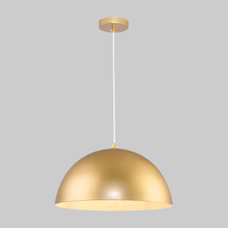 Metallic Golden Pendant Lighting Dome Shade 1 Bulb Vintage Industrial Hanging Lamp, 12/16 Inch Width Clearhalo 'Art Deco Pendants' 'Cast Iron' 'Ceiling Lights' 'Ceramic' 'Crystal' 'Industrial Pendants' 'Industrial' 'Metal' 'Middle Century Pendants' 'Pendant Lights' 'Pendants' 'Tiffany' Lighting' 1959379