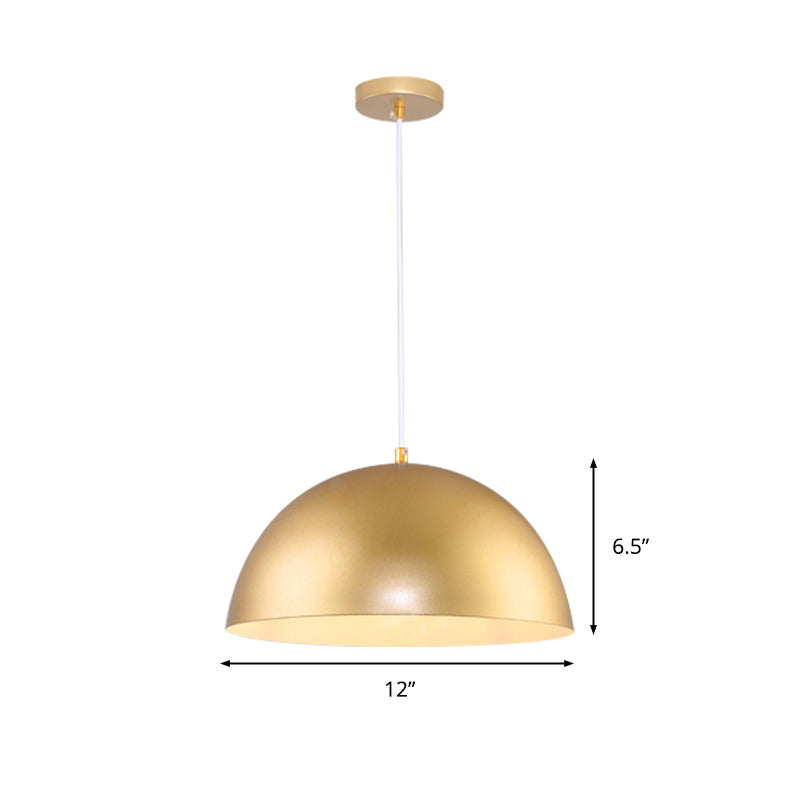 Metallic Golden Pendant Lighting Dome Shade 1 Bulb Vintage Industrial Hanging Lamp, 12/16 Inch Width Clearhalo 'Art Deco Pendants' 'Cast Iron' 'Ceiling Lights' 'Ceramic' 'Crystal' 'Industrial Pendants' 'Industrial' 'Metal' 'Middle Century Pendants' 'Pendant Lights' 'Pendants' 'Tiffany' Lighting' 1959380