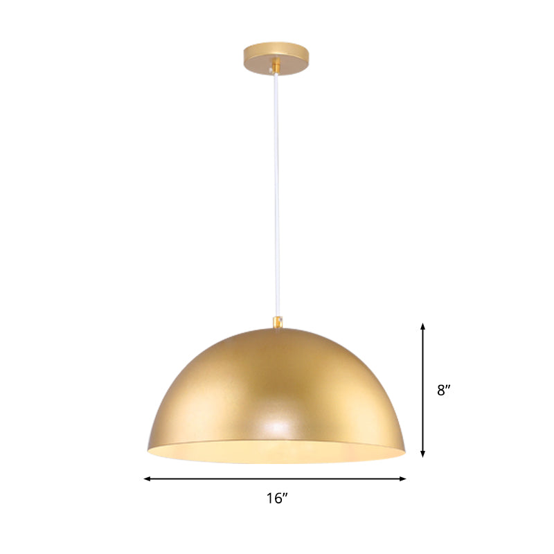 Metallic Golden Pendant Lighting Dome Shade 1 Bulb Vintage Industrial Hanging Lamp, 12/16 Inch Width Clearhalo 'Art Deco Pendants' 'Cast Iron' 'Ceiling Lights' 'Ceramic' 'Crystal' 'Industrial Pendants' 'Industrial' 'Metal' 'Middle Century Pendants' 'Pendant Lights' 'Pendants' 'Tiffany' Lighting' 1959381