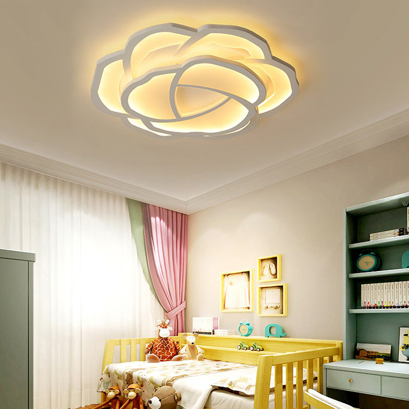 Baby Bedroom Flower LED Ceiling Lamp Acrylic Modern Pretty White Flush Ceiling Light White Warm Clearhalo 'Ceiling Lights' 'Close To Ceiling Lights' 'Close to ceiling' 'Flush mount' Lighting' 195954