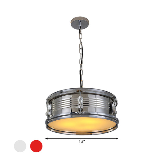 Drum Shape Metal Chandeliers Three-bulb Industrial Pendant Light for Living Room Clearhalo 'Ceiling Lights' 'Chandeliers' Lighting' options 1959576