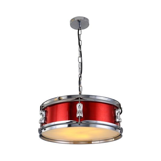 Drum Shape Metal Chandeliers Three-bulb Industrial Pendant Light for Living Room Clearhalo 'Ceiling Lights' 'Chandeliers' Lighting' options 1959580