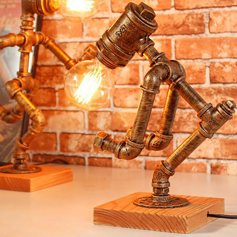 1 Light Table Lighting with Robot Athlete Design Metal Steampunk Style Bedroom Table Lamp in Bronze Bronze D Clearhalo 'Lamps' 'Table Lamps' Lighting' 195960