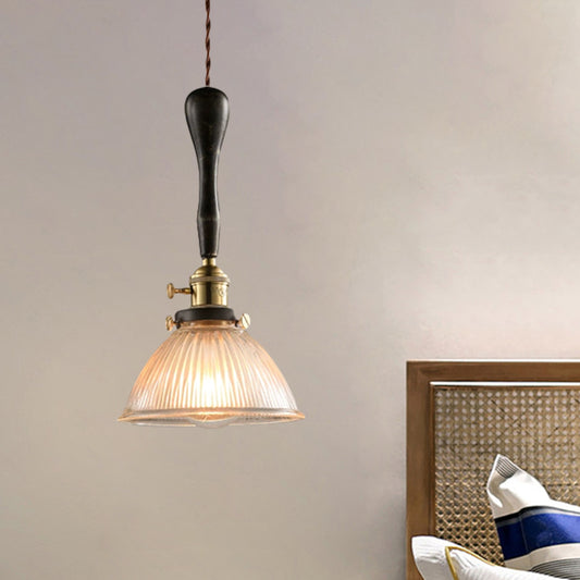 Clear Dome Ceiling Light Industrial Ribbed Glass 1 Light Living Room Pendant Lighting Fixture Clear Clearhalo 'Ceiling Lights' 'Chandeliers' 'Glass shade' 'Glass' 'Industrial Pendants' 'Industrial' 'Middle Century Pendants' 'Pendant Lights' 'Pendants' 'Tiffany' Lighting' 1959602