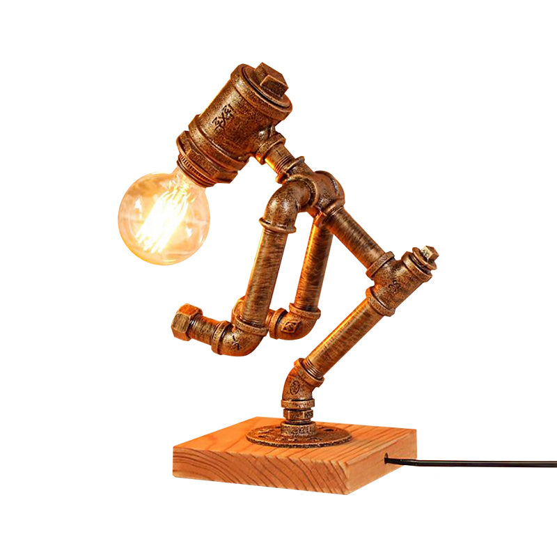 1 Light Table Lighting with Robot Athlete Design Metal Steampunk Style Bedroom Table Lamp in Bronze Clearhalo 'Lamps' 'Table Lamps' Lighting' 195961