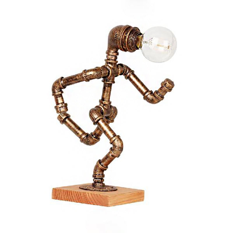 1 Light Table Lighting with Robot Athlete Design Metal Steampunk Style Bedroom Table Lamp in Bronze Clearhalo 'Lamps' 'Table Lamps' Lighting' 195962