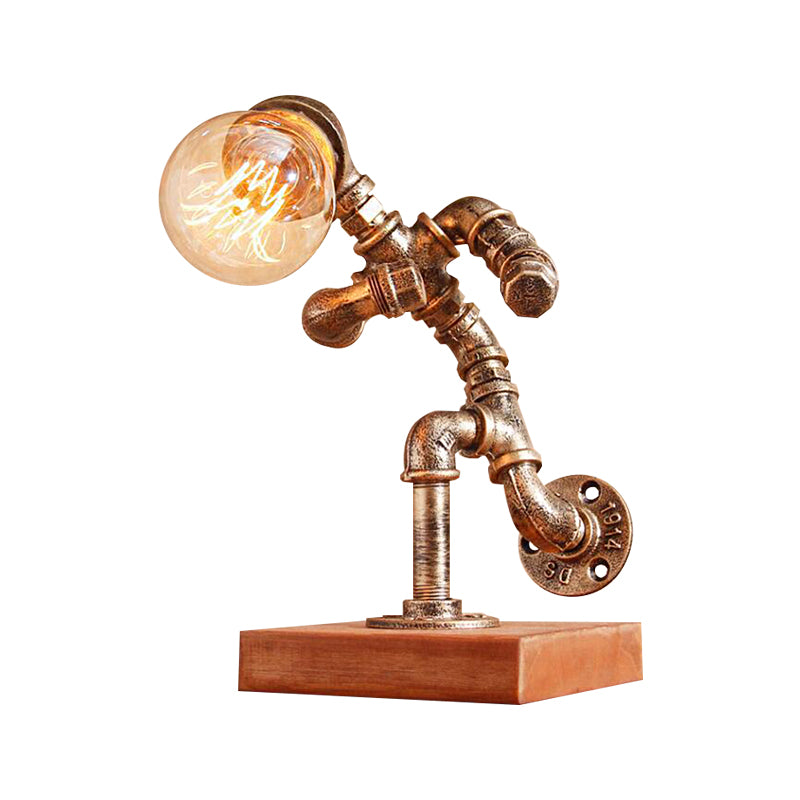 1 Light Table Lighting with Robot Athlete Design Metal Steampunk Style Bedroom Table Lamp in Bronze Clearhalo 'Lamps' 'Table Lamps' Lighting' 195965