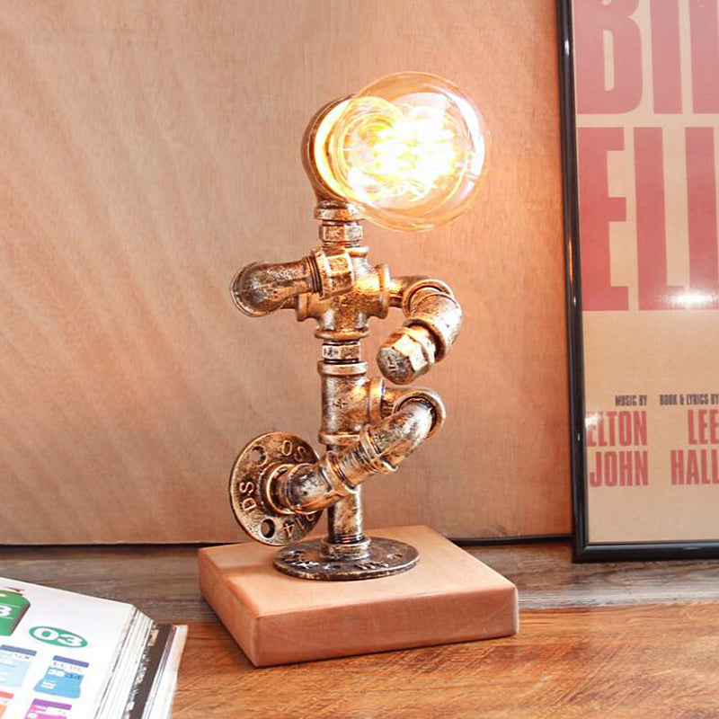 1 Light Table Lighting with Robot Athlete Design Metal Steampunk Style Bedroom Table Lamp in Bronze Bronze B Clearhalo 'Lamps' 'Table Lamps' Lighting' 195972