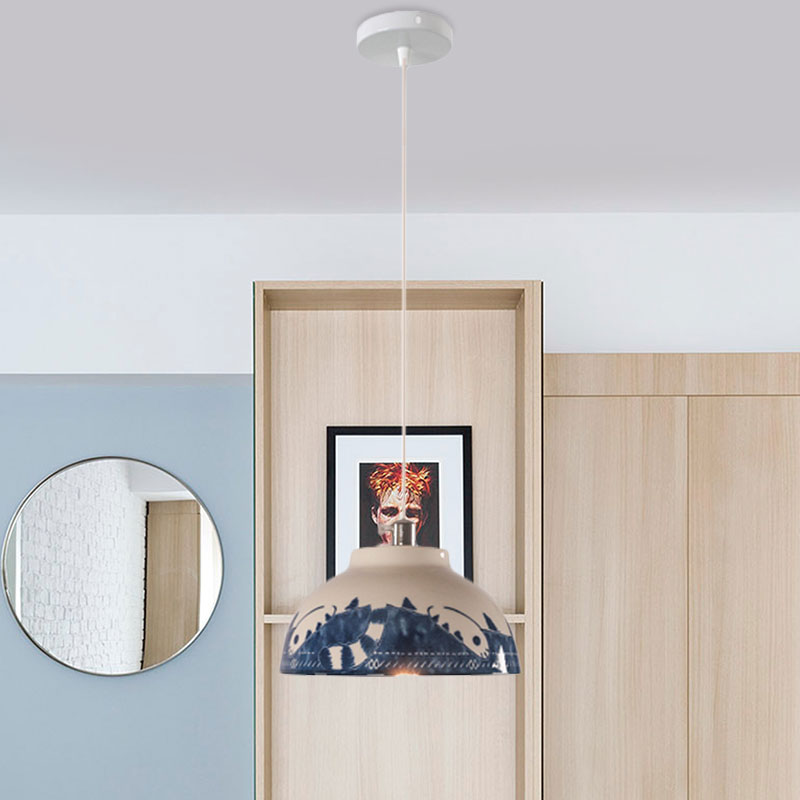 Bowl Ceramics Hanging Light Single Light Antique Suspension Lamp for Corridor Clearhalo 'Ceiling Lights' 'Pendant Lights' 'Pendants' Lighting' 1959724