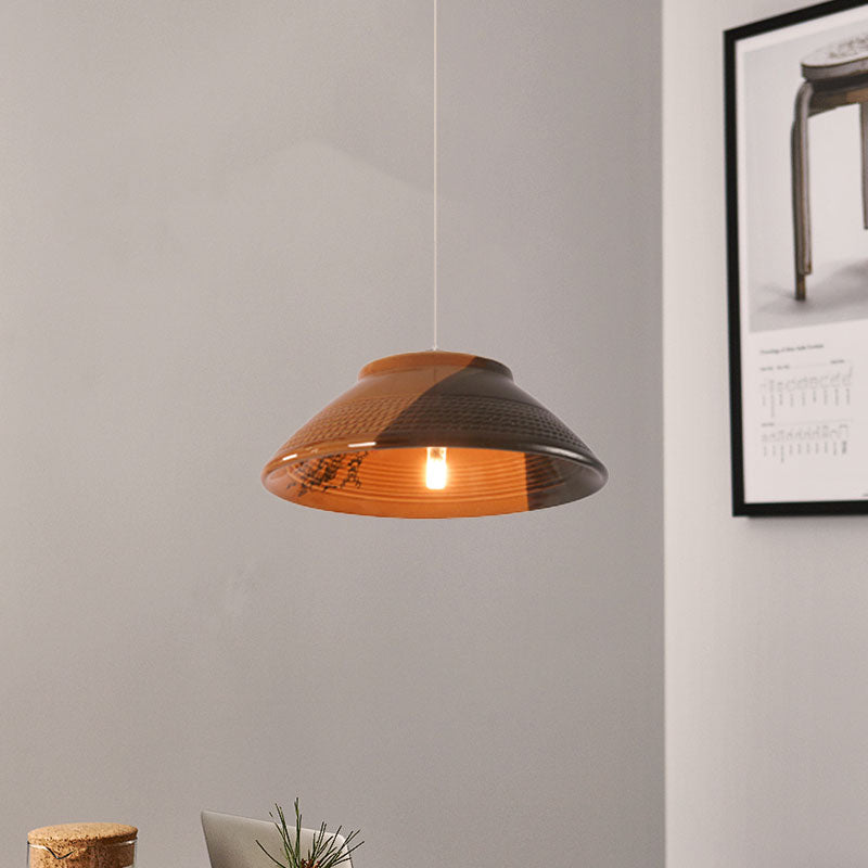 Bowl Ceramics Hanging Light Single Light Antique Suspension Lamp for Corridor Clearhalo 'Ceiling Lights' 'Pendant Lights' 'Pendants' Lighting' 1959728