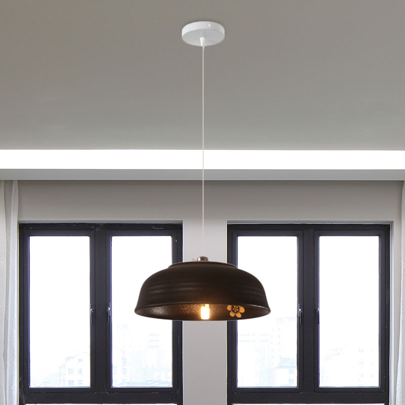 Bowl Ceramics Hanging Light Single Light Antique Suspension Lamp for Corridor Clearhalo 'Ceiling Lights' 'Pendant Lights' 'Pendants' Lighting' 1959732