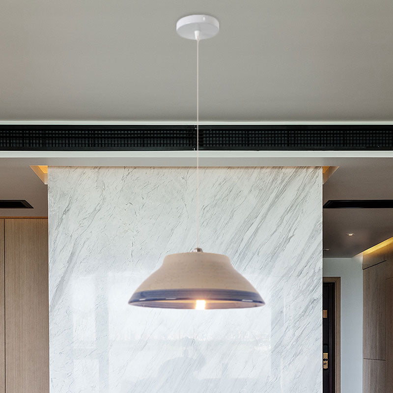 Bowl Ceramics Hanging Light Single Light Antique Suspension Lamp for Corridor Clearhalo 'Ceiling Lights' 'Pendant Lights' 'Pendants' Lighting' 1959737