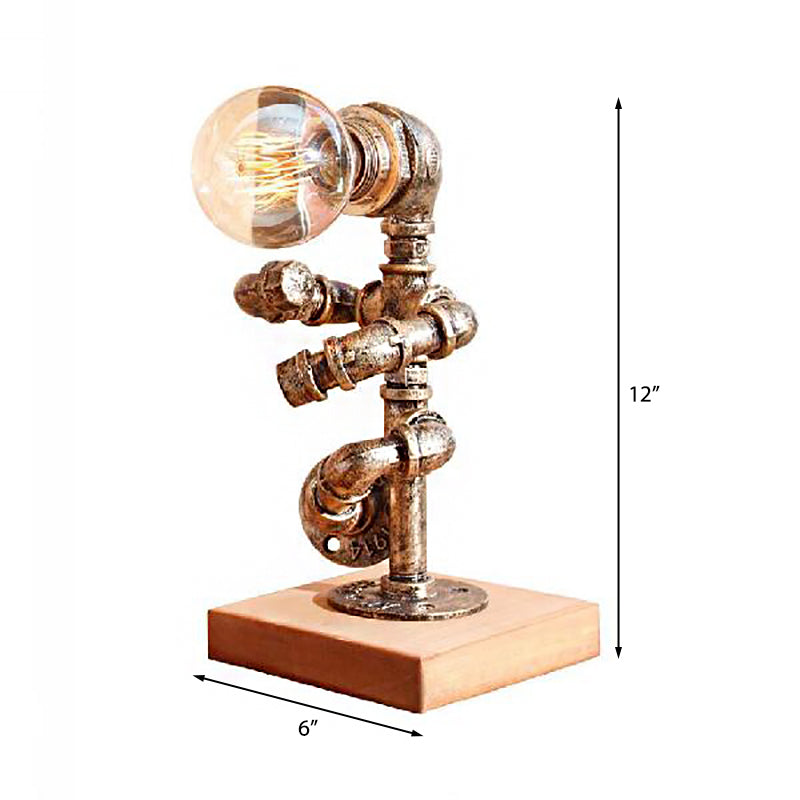 1 Light Table Lighting with Robot Athlete Design Metal Steampunk Style Bedroom Table Lamp in Bronze Clearhalo 'Lamps' 'Table Lamps' Lighting' 195974