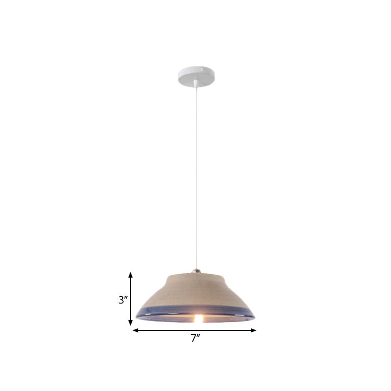 Bowl Ceramics Hanging Light Single Light Antique Suspension Lamp for Corridor Clearhalo 'Ceiling Lights' 'Pendant Lights' 'Pendants' Lighting' 1959741