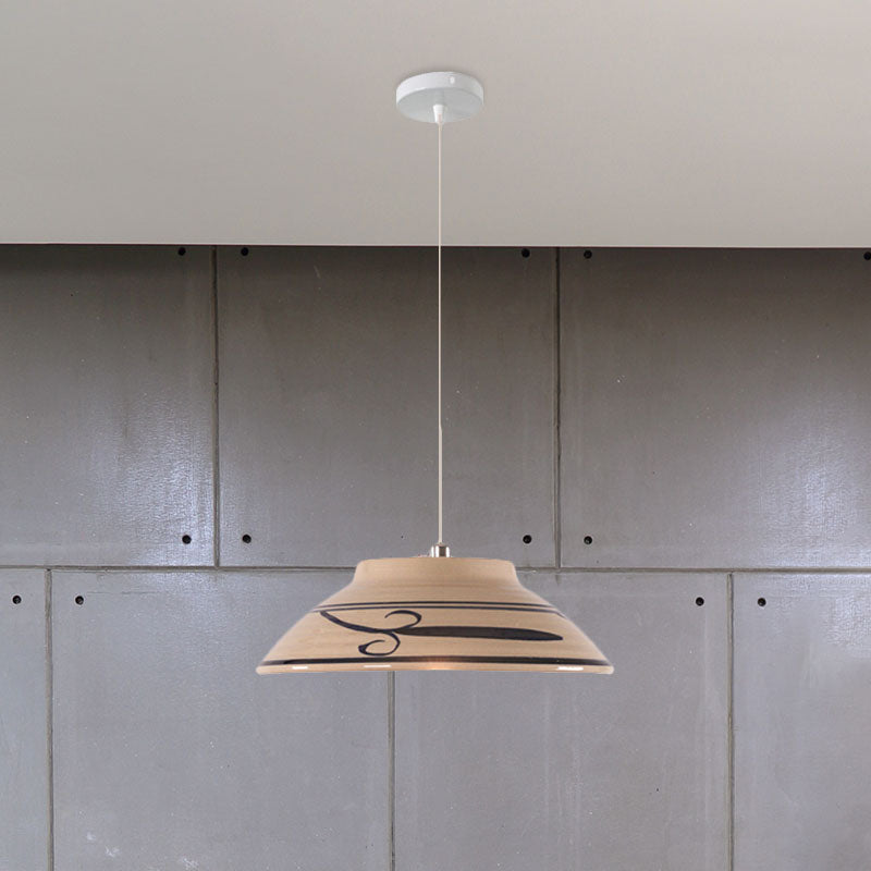 Bowl Ceramics Hanging Light Single Light Antique Suspension Lamp for Corridor Clearhalo 'Ceiling Lights' 'Pendant Lights' 'Pendants' Lighting' 1959744