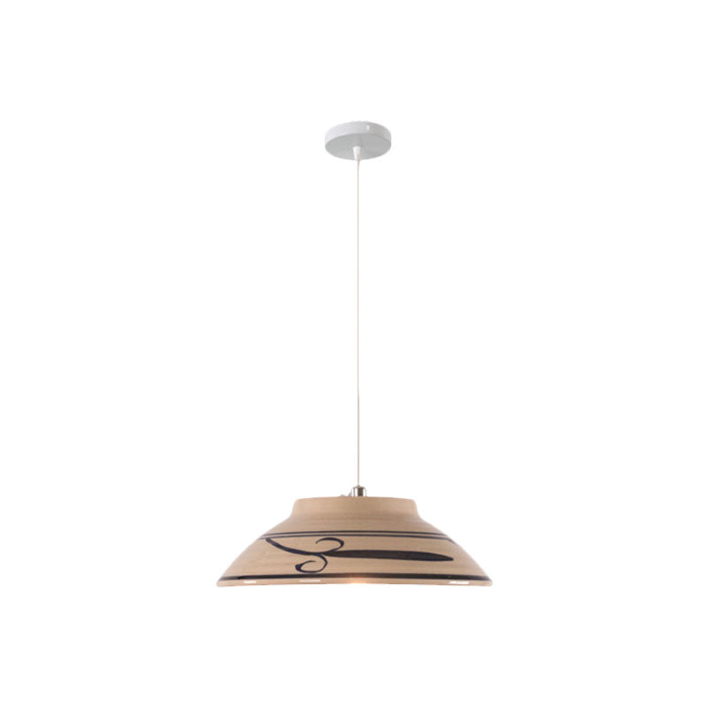 Bowl Ceramics Hanging Light Single Light Antique Suspension Lamp for Corridor Clearhalo 'Ceiling Lights' 'Pendant Lights' 'Pendants' Lighting' 1959745