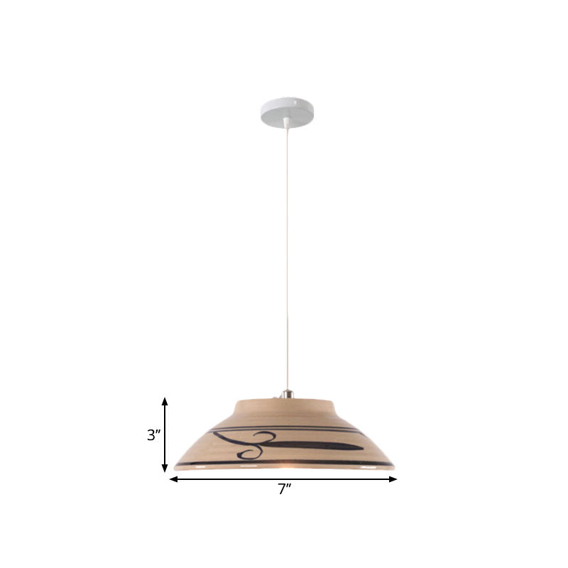 Bowl Ceramics Hanging Light Single Light Antique Suspension Lamp for Corridor Clearhalo 'Ceiling Lights' 'Pendant Lights' 'Pendants' Lighting' 1959746