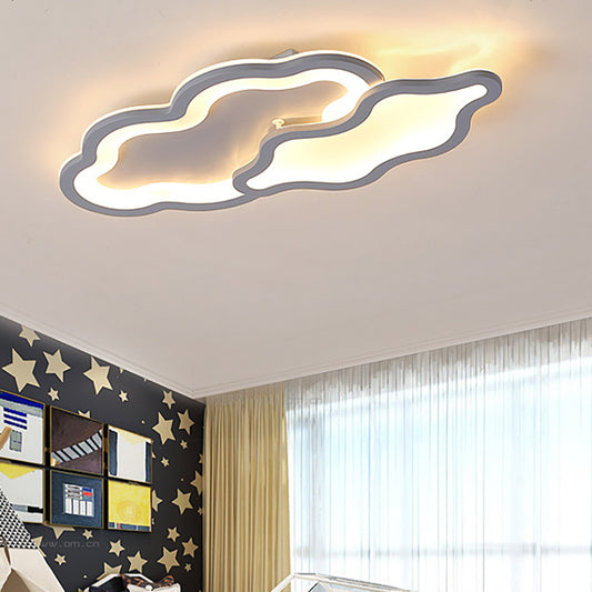 Kindergarten Cloud-Themed Ceiling Light Fixture Acrylic Simple Style in Grey Flush Mount Ceiling Light Grey Clearhalo 'Ceiling Lights' 'Close To Ceiling Lights' 'Close to ceiling' 'Flush mount' Lighting' 195995