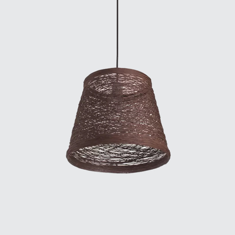 Tapered Drum Rattan Pendant Lamp Modern Style 1 Head Black/Red/Pink Ceiling Hang Light over Dining Table Clearhalo 'Ceiling Lights' 'Modern Pendants' 'Modern' 'Pendant Lights' 'Pendants' Lighting' 1960208
