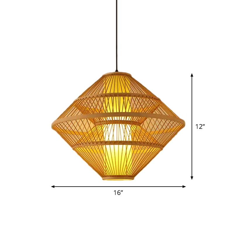 Teardrop/Bubbling/3-Shade Pendant Light Kit Chinese Style Bamboo 1-Light Beige Ceiling Hanging Lantern Clearhalo 'Ceiling Lights' 'Modern Pendants' 'Modern' 'Pendant Lights' 'Pendants' Lighting' 1960239