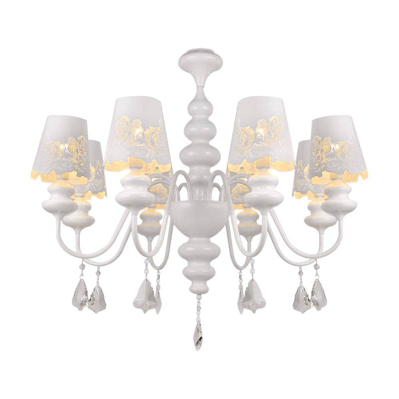 Modern Cone Chandelier Lamp with Metal Shade and Clear Crystal White Pendant Light Clearhalo 'Ceiling Lights' 'Chandeliers' Lighting' options 196034
