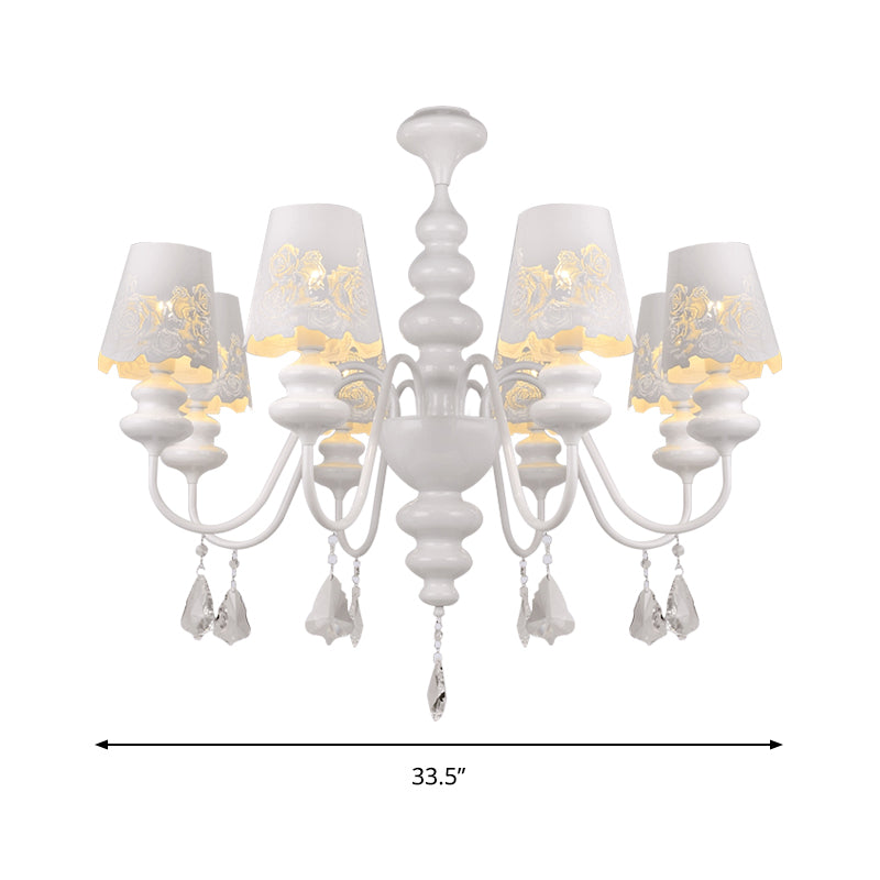 Modern Cone Chandelier Lamp with Metal Shade and Clear Crystal White Pendant Light Clearhalo 'Ceiling Lights' 'Chandeliers' Lighting' options 196035