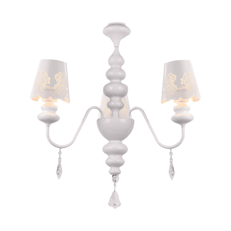 Modern Cone Chandelier Lamp with Metal Shade and Clear Crystal White Pendant Light Clearhalo 'Ceiling Lights' 'Chandeliers' Lighting' options 196038
