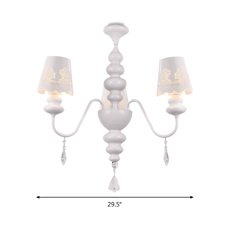 Modern Cone Chandelier Lamp with Metal Shade and Clear Crystal White Pendant Light Clearhalo 'Ceiling Lights' 'Chandeliers' Lighting' options 196039
