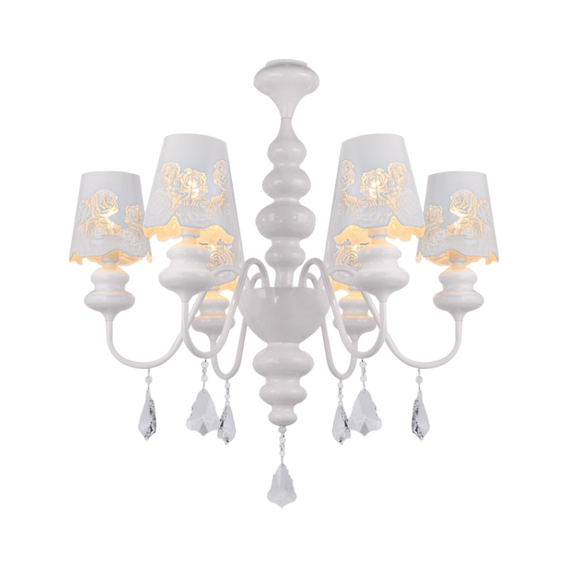 Modern Cone Chandelier Lamp with Metal Shade and Clear Crystal White Pendant Light Clearhalo 'Ceiling Lights' 'Chandeliers' Lighting' options 196042