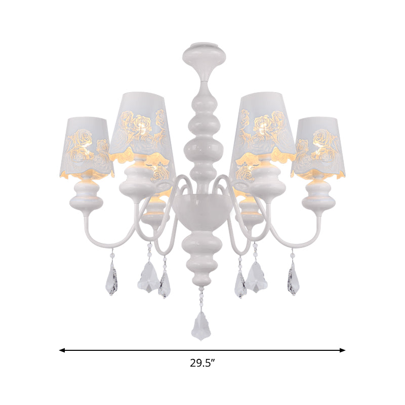 Modern Cone Chandelier Lamp with Metal Shade and Clear Crystal White Pendant Light Clearhalo 'Ceiling Lights' 'Chandeliers' Lighting' options 196043