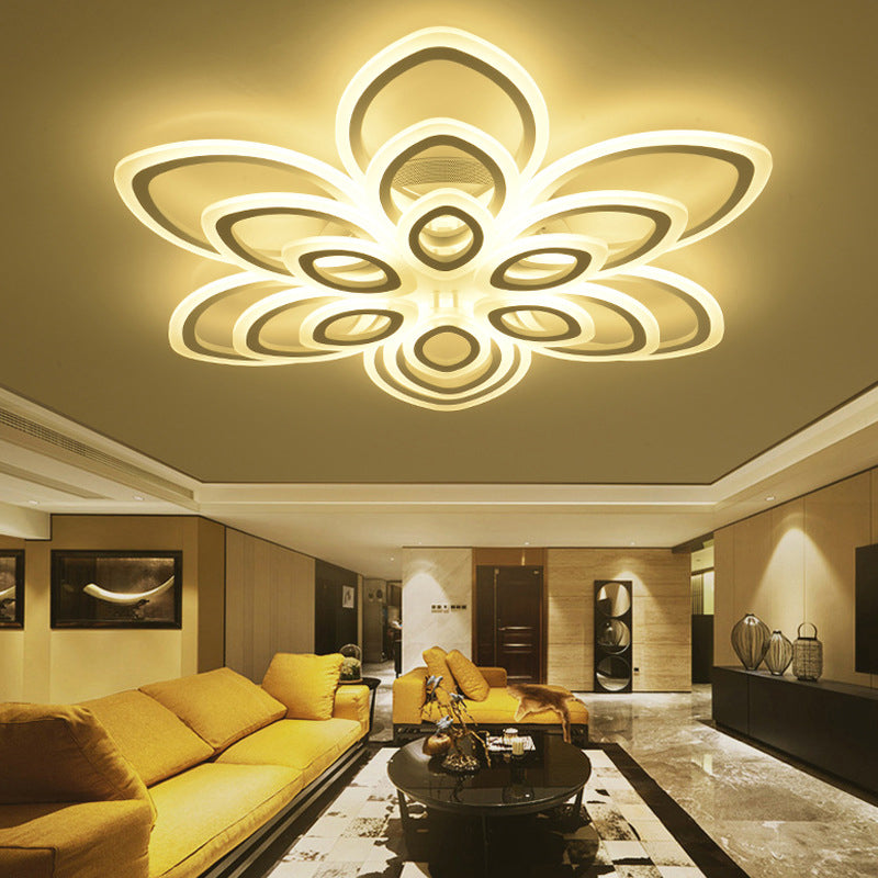 Blossom Living Room Ceiling Flush Light Acrylic Modernist LED Semi Flush Mount Lighting in White, 19"/30"/43" Width White 43" Clearhalo 'Ceiling Lights' 'Close To Ceiling Lights' 'Close to ceiling' 'Semi-flushmount' Lighting' 1960472