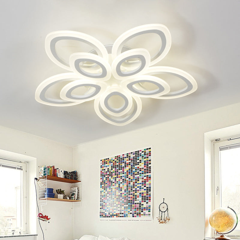 Blossom Living Room Ceiling Flush Light Acrylic Modernist LED Semi Flush Mount Lighting in White, 19"/30"/43" Width White 30" Clearhalo 'Ceiling Lights' 'Close To Ceiling Lights' 'Close to ceiling' 'Semi-flushmount' Lighting' 1960489