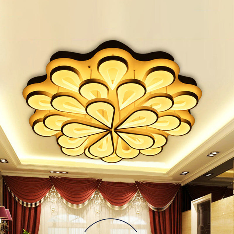 Modern Stylish Raindrop Flushmount Acrylic 6/15/25 Heads Living Room LED Blossom Semi Flush Ceiling Light in Warm/White Light 25 White Clearhalo 'Ceiling Lights' 'Close To Ceiling Lights' 'Close to ceiling' 'Semi-flushmount' Lighting' 1960536