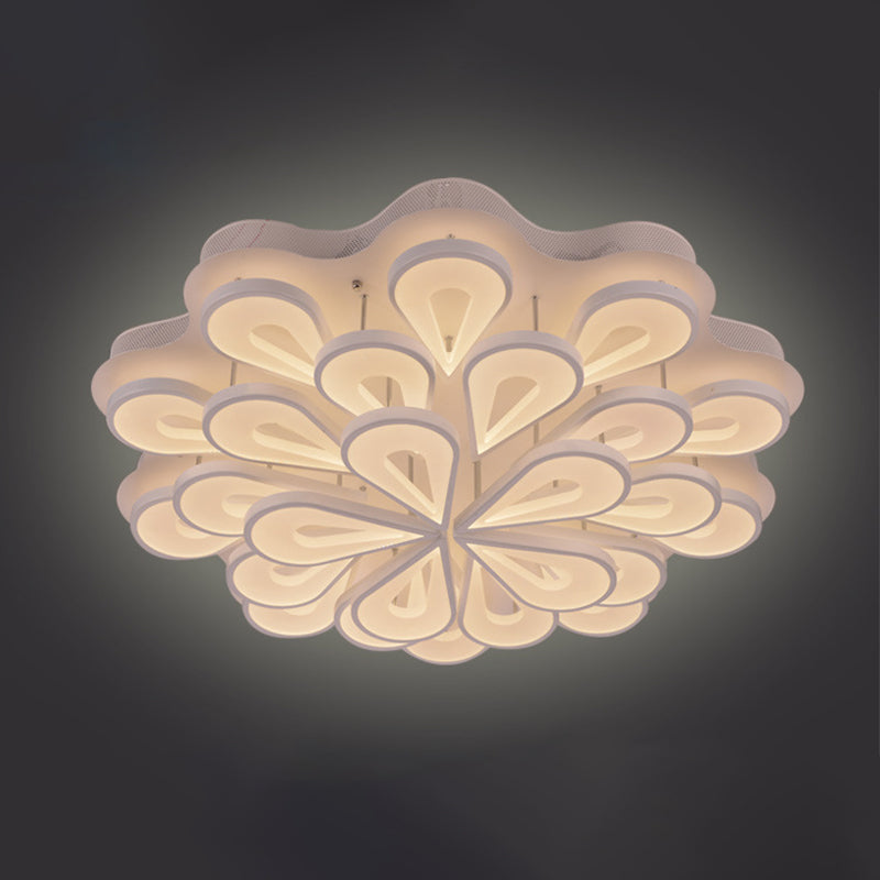 Modern Stylish Raindrop Flushmount Acrylic 6/15/25 Heads Living Room LED Blossom Semi Flush Ceiling Light in Warm/White Light Clearhalo 'Ceiling Lights' 'Close To Ceiling Lights' 'Close to ceiling' 'Semi-flushmount' Lighting' 1960538