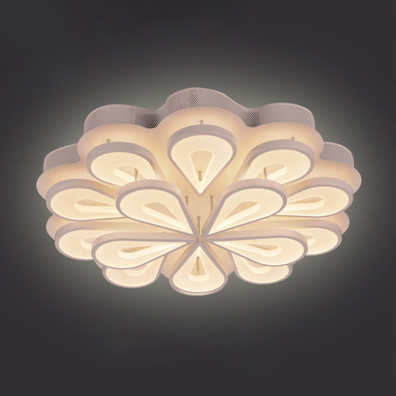 Modern Stylish Raindrop Flushmount Acrylic 6/15/25 Heads Living Room LED Blossom Semi Flush Ceiling Light in Warm/White Light Clearhalo 'Ceiling Lights' 'Close To Ceiling Lights' 'Close to ceiling' 'Semi-flushmount' Lighting' 1960542