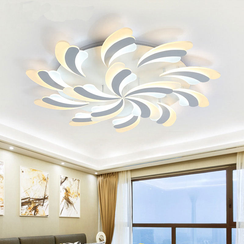 Stylish Modern Wing Ceiling Light Acrylic 9/12/15-Light Bedroom Semi Flush Mount Light Fixture in Warm/White Light Clearhalo 'Ceiling Lights' 'Close To Ceiling Lights' 'Close to ceiling' 'Semi-flushmount' Lighting' 1960613