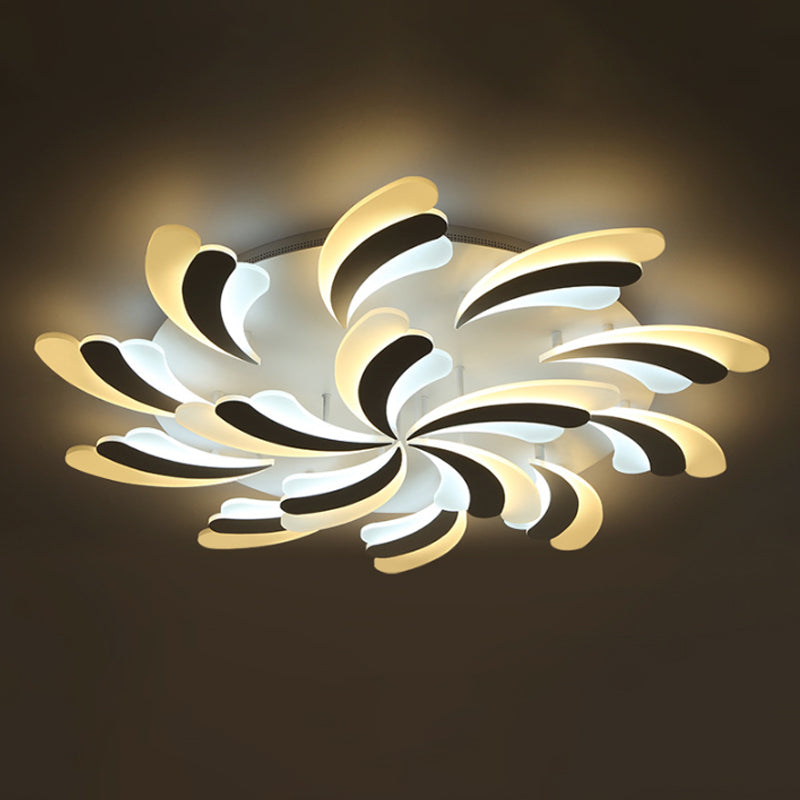 Stylish Modern Wing Ceiling Light Acrylic 9/12/15-Light Bedroom Semi Flush Mount Light Fixture in Warm/White Light Clearhalo 'Ceiling Lights' 'Close To Ceiling Lights' 'Close to ceiling' 'Semi-flushmount' Lighting' 1960615