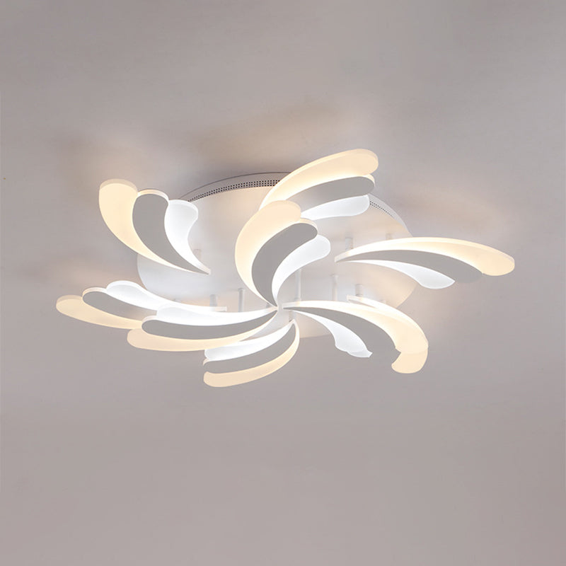Stylish Modern Wing Ceiling Light Acrylic 9/12/15-Light Bedroom Semi Flush Mount Light Fixture in Warm/White Light Clearhalo 'Ceiling Lights' 'Close To Ceiling Lights' 'Close to ceiling' 'Semi-flushmount' Lighting' 1960622