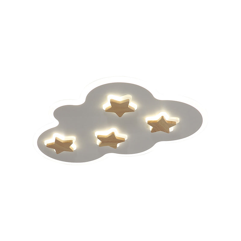 Cloud and Star Kid Bedroom Flush Mount Ceiling Light Acrylic Art Deco Ceiling Light Fixture Clearhalo 'Ceiling Lights' 'Close To Ceiling Lights' 'Close to ceiling' 'Flush mount' Lighting' 196063