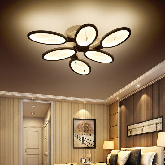 Acrylic Oval-Leaf Branch Semi Flush Light Contemporary 6/9/12 Lights White LED Close to Ceiling Lamp in Warm/White Light Clearhalo 'Ceiling Lights' 'Close To Ceiling Lights' 'Close to ceiling' 'Semi-flushmount' Lighting' 1960657