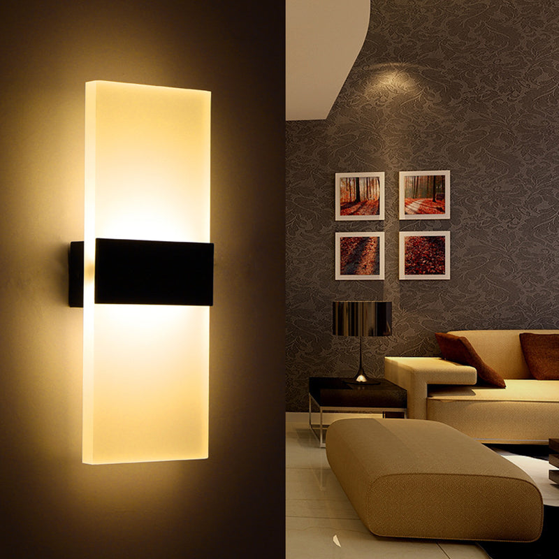 Black/White Rectangular LED Sconce Light Minimalist Acrylic Thinnest Wall Mounted Lamp in Warm/White Light, 11.5"/16" W Clearhalo 'Modern wall lights' 'Modern' 'Wall Lamps & Sconces' 'Wall Lights' Lighting' 1960722