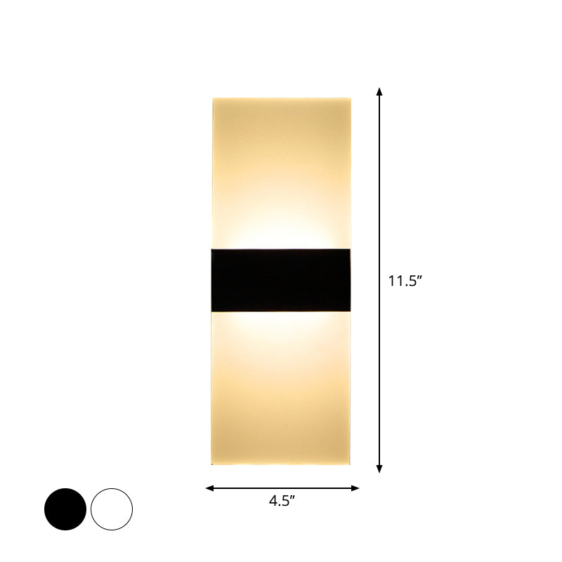 Black/White Rectangular LED Sconce Light Minimalist Acrylic Thinnest Wall Mounted Lamp in Warm/White Light, 11.5"/16" W Clearhalo 'Modern wall lights' 'Modern' 'Wall Lamps & Sconces' 'Wall Lights' Lighting' 1960725