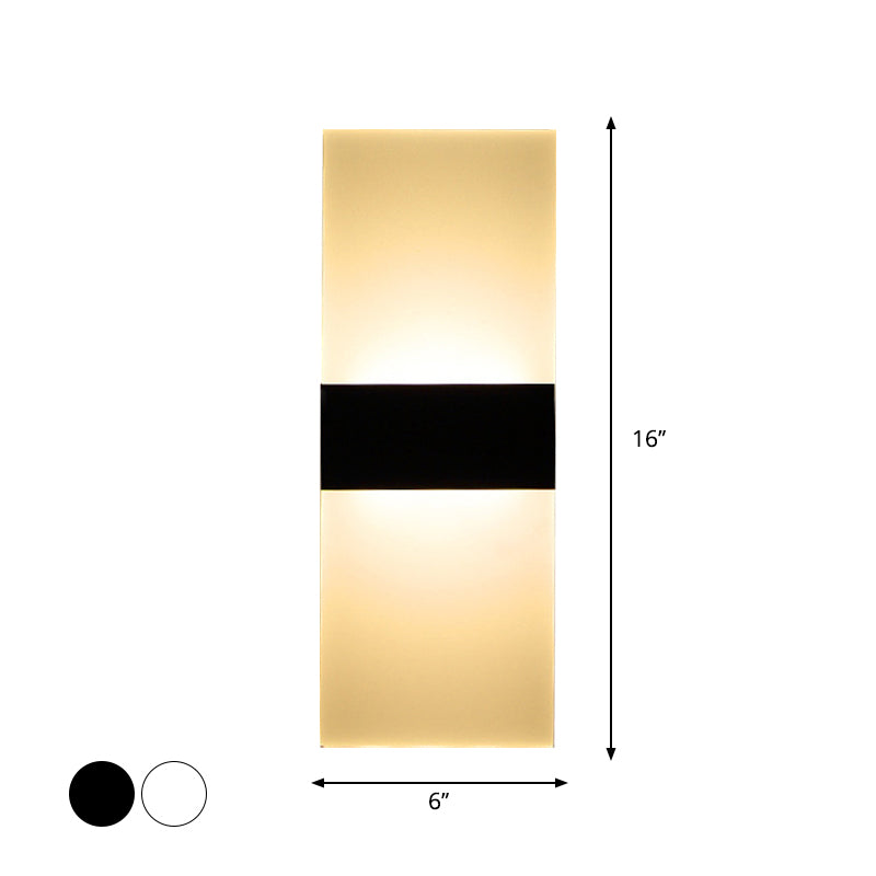 Black/White Rectangular LED Sconce Light Minimalist Acrylic Thinnest Wall Mounted Lamp in Warm/White Light, 11.5"/16" W Clearhalo 'Modern wall lights' 'Modern' 'Wall Lamps & Sconces' 'Wall Lights' Lighting' 1960726