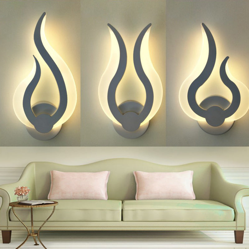 Flame Shaped Bedroom Wall Sconce Lighting Acrylic LED Nordic Wall Mount Light in Warm/White Light White A Clearhalo 'Modern wall lights' 'Modern' 'Wall Lamps & Sconces' 'Wall Lights' Lighting' 1960731