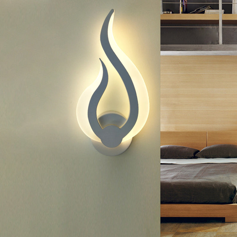 Flame Shaped Bedroom Wall Sconce Lighting Acrylic LED Nordic Wall Mount Light in Warm/White Light Clearhalo 'Modern wall lights' 'Modern' 'Wall Lamps & Sconces' 'Wall Lights' Lighting' 1960732