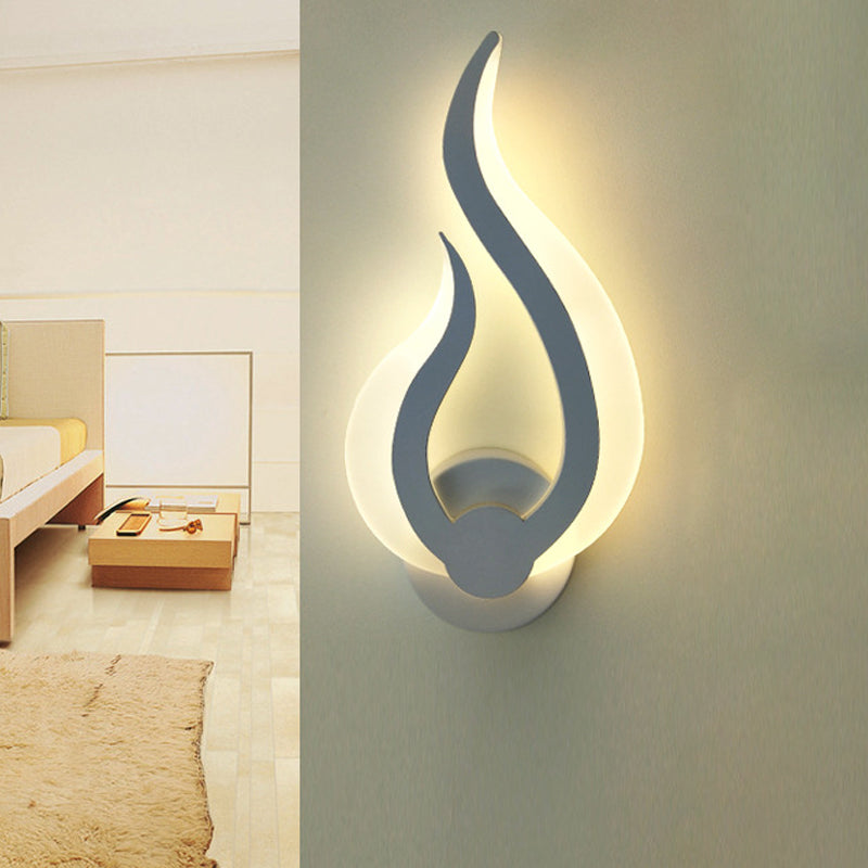 Flame Shaped Bedroom Wall Sconce Lighting Acrylic LED Nordic Wall Mount Light in Warm/White Light Clearhalo 'Modern wall lights' 'Modern' 'Wall Lamps & Sconces' 'Wall Lights' Lighting' 1960733