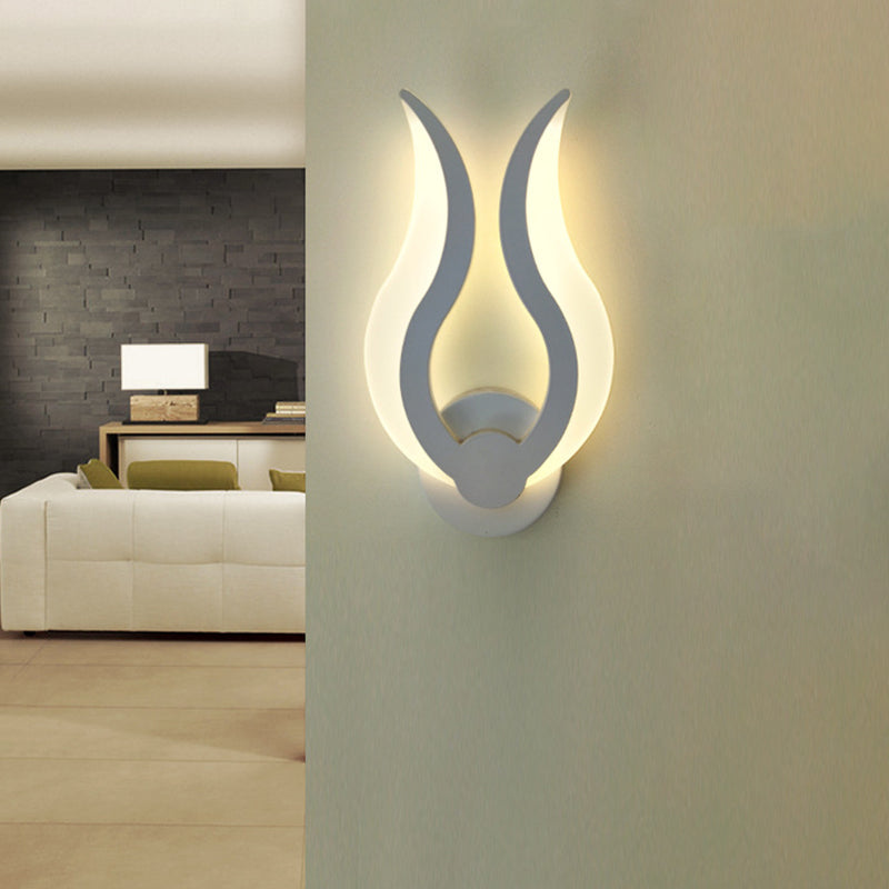 Flame Shaped Bedroom Wall Sconce Lighting Acrylic LED Nordic Wall Mount Light in Warm/White Light White B Clearhalo 'Modern wall lights' 'Modern' 'Wall Lamps & Sconces' 'Wall Lights' Lighting' 1960736