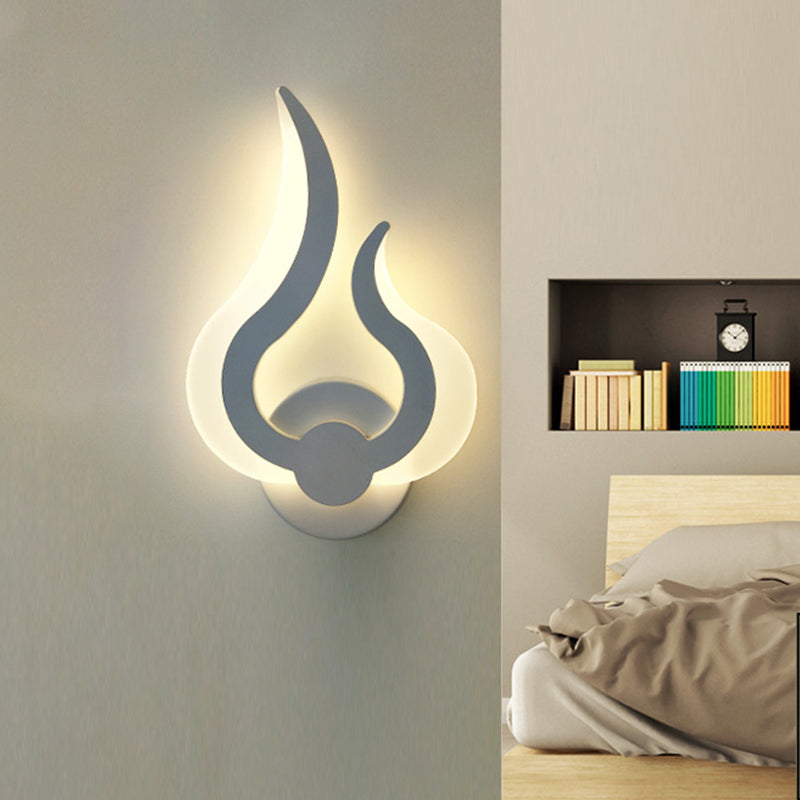 Flame Shaped Bedroom Wall Sconce Lighting Acrylic LED Nordic Wall Mount Light in Warm/White Light White C Clearhalo 'Modern wall lights' 'Modern' 'Wall Lamps & Sconces' 'Wall Lights' Lighting' 1960740